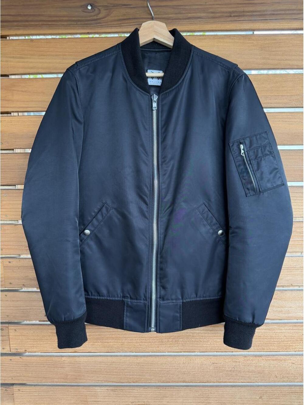 Falcon Garments Unisex MA1 Nylon Black Bomber Jacket